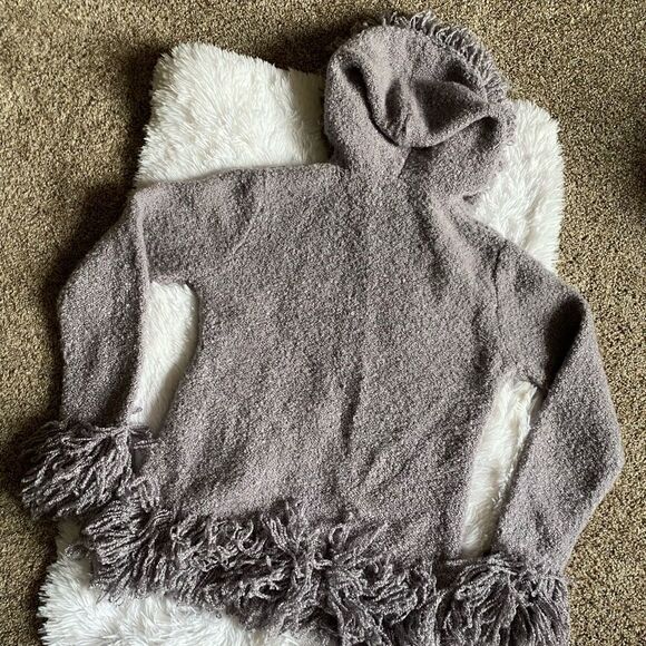 Halukoko Fringe Wool Blend Hooded Sweater Jacket Gray Size Small Zip Front - Picture 7 of 9
